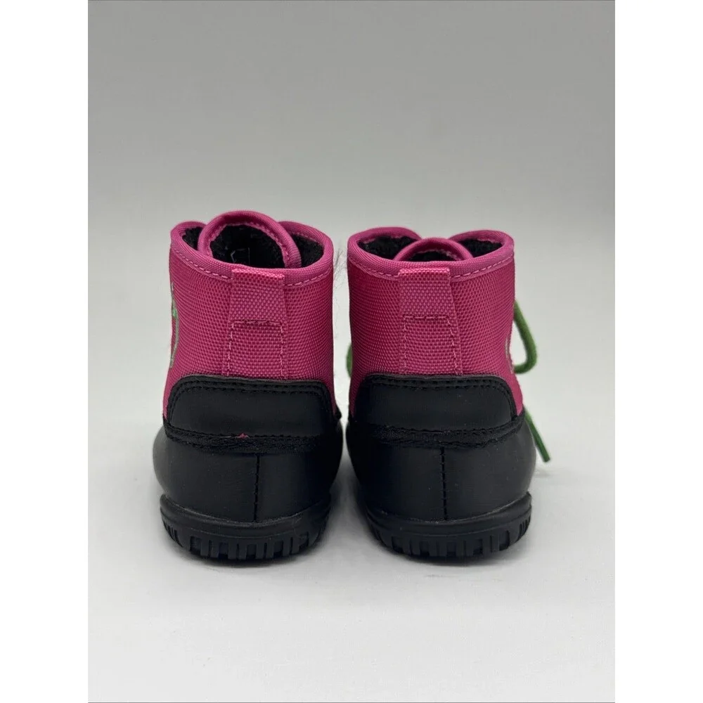 Polo Ralph Lauren Kids Duck Boots Pink Green Lace Up Winter Rain Boots Size 0